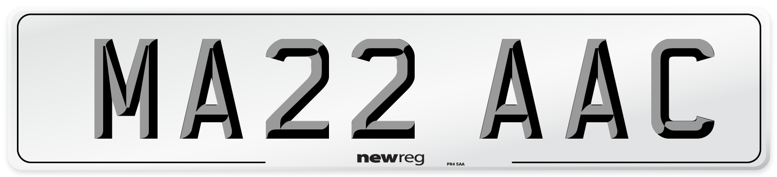 MA22 AAC Number Plate from New Reg